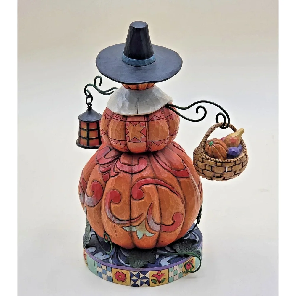 Jim Shore Heartwood Creek Pilgrim Patch Stacked Pumpkin Figurine 9.5